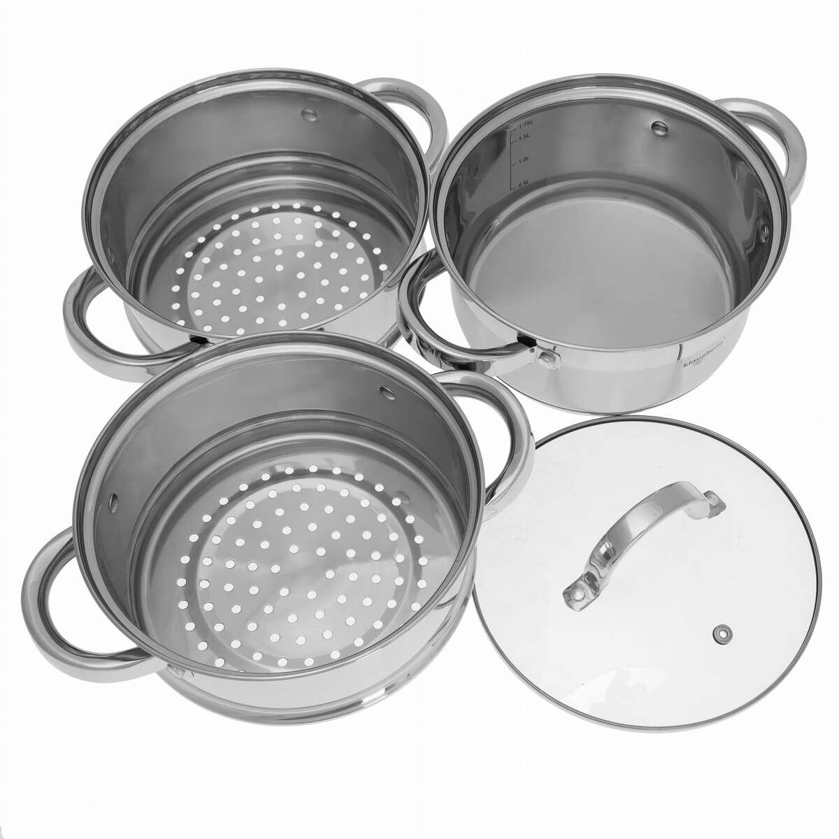 Zestaw garnków do gotowania na parze 18cm 4 ele garnki parowar KLAUSBERG