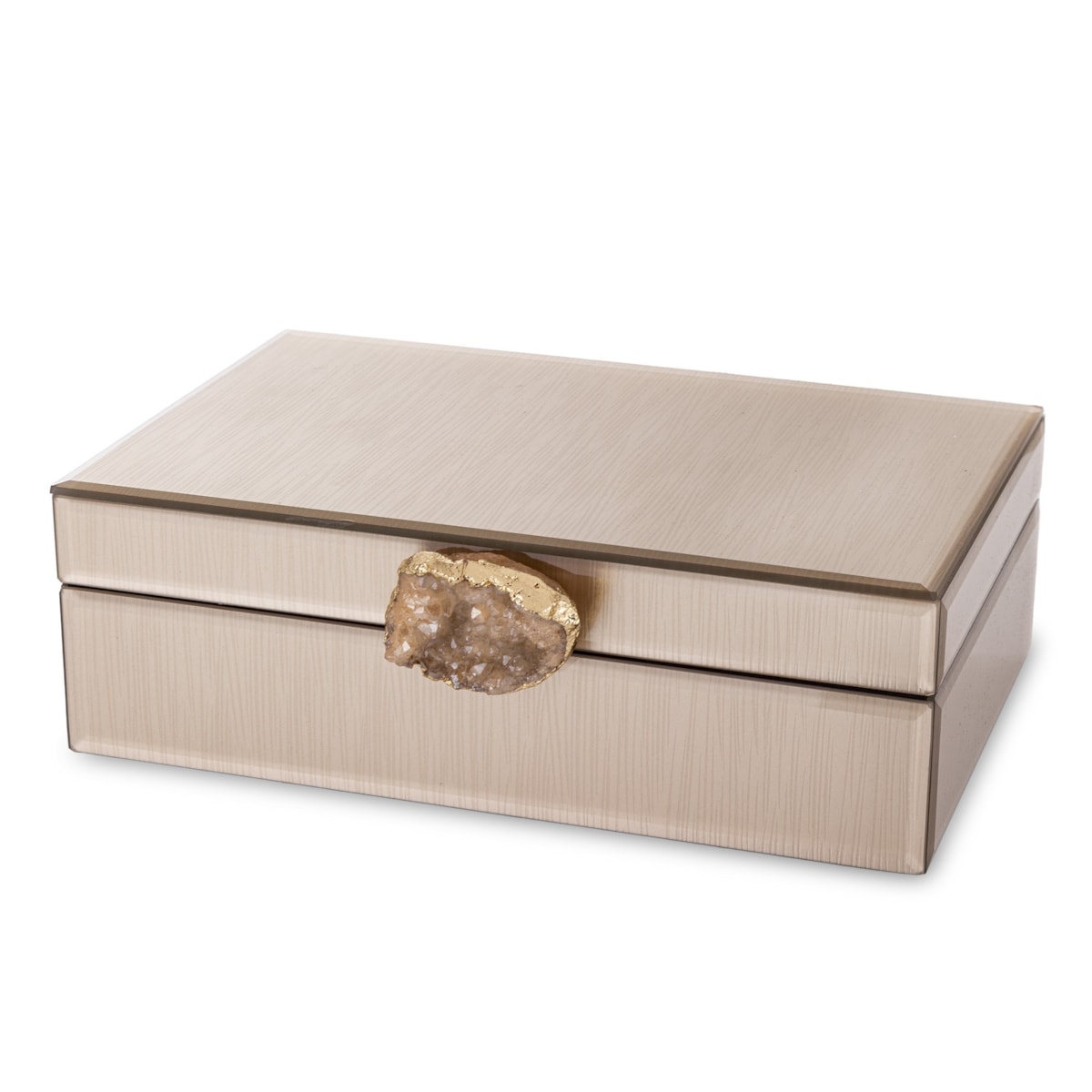 Szkatułka z MDFu z agatem 8x24x18,5 cm szampańska