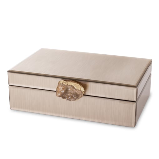 Szkatułka z MDFu z agatem 8x24x18,5 cm szampańska