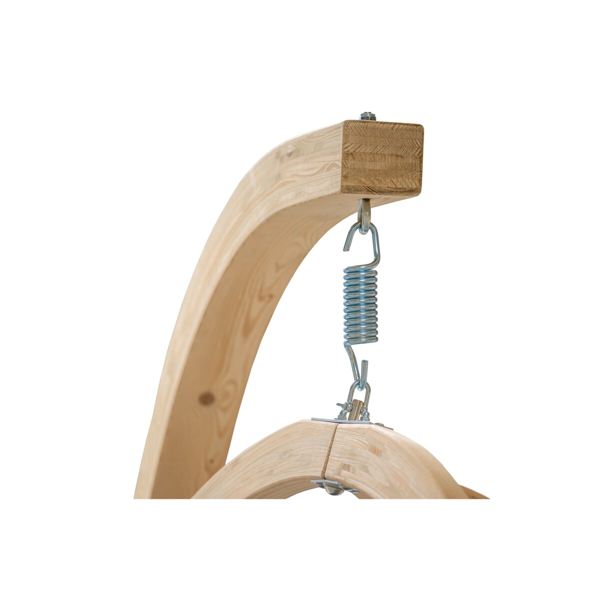 KONSIMO HIGLO Zielony drewniany, artystyczny, wiszący fotel w ogrodzie