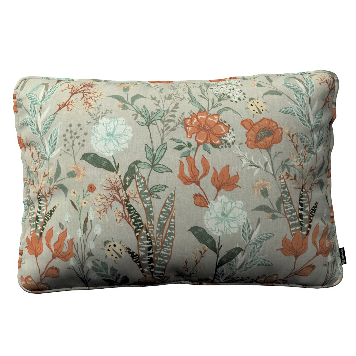 Poszewka Gabi na poduszkę prostokątna 60x40 kolorowe kwiaty na szarym tle