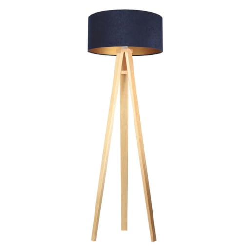 Lampa stojąca HOME 50 granatowa/złoty/sosna