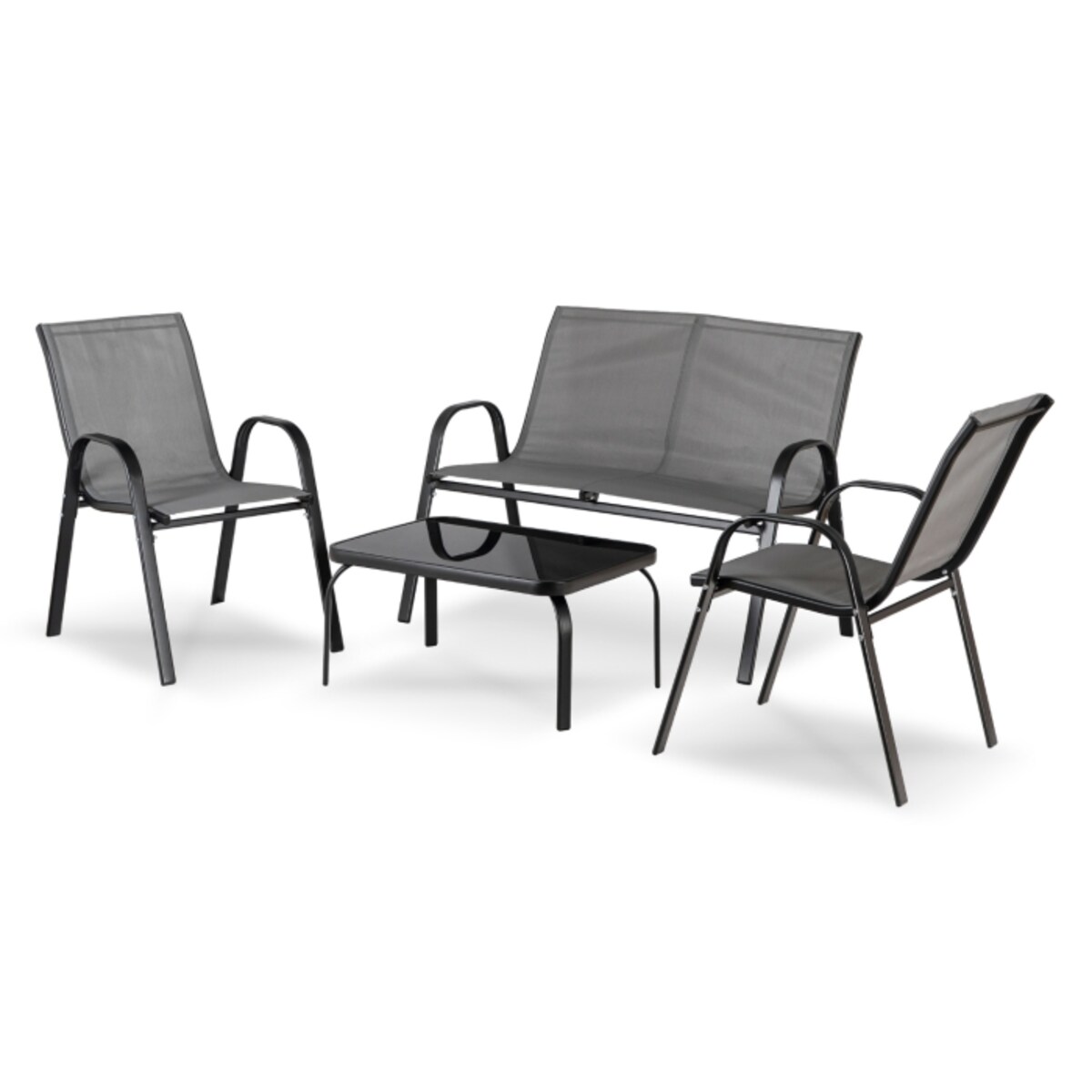 Zestaw Mebli Ogrodowych Na Taras Ogród Komplet Textilene Szary MINNESOTA