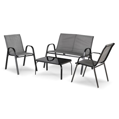 Zestaw Mebli Ogrodowych Na Taras Ogród Komplet Textilene Szary MINNESOTA