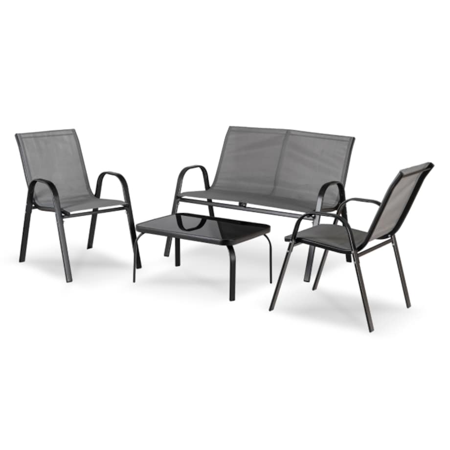 Zestaw Mebli Ogrodowych Na Taras Ogród Komplet Textilene Szary MINNESOTA