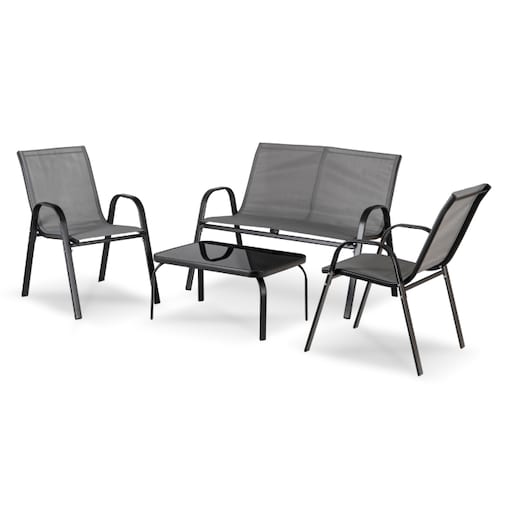 Zestaw Mebli Ogrodowych Na Taras Ogród Komplet Textilene Szary MINNESOTA