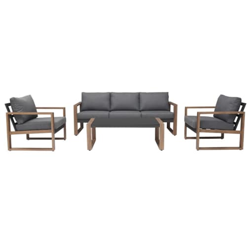 Zestaw Mebli Ogrodowych DUISBURG Sofa Fotel Stolik ANTRACYT / BRĄZOWY