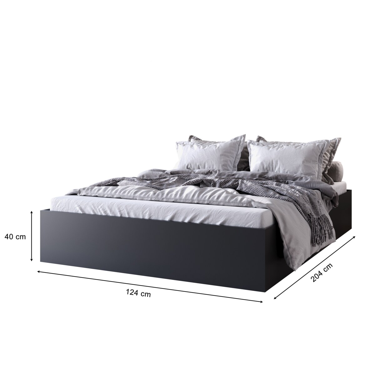 Łóżko do sypialni MOND 120x200 z materacem - czarne