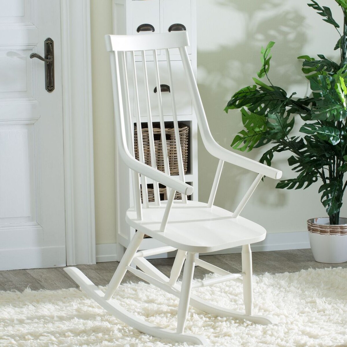 Fotel bujany Henry white, 54 x 44 x 114 cm