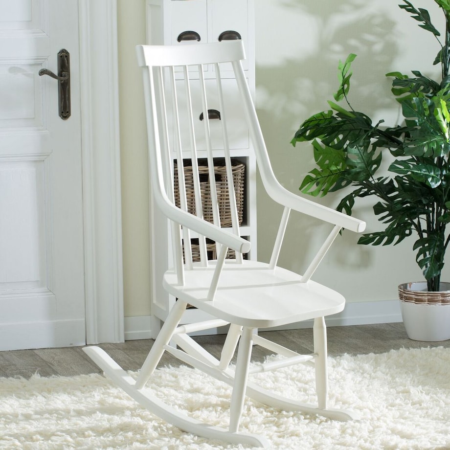 Fotel bujany Henry white, 54 x 44 x 114 cm