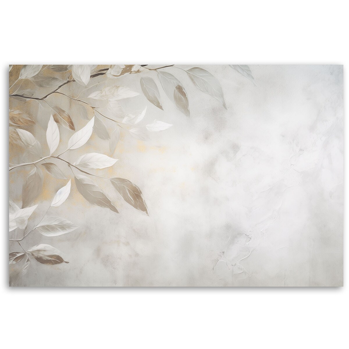 Fototapeta, Gałązki w stylu boho beżowe liście beton 350x245