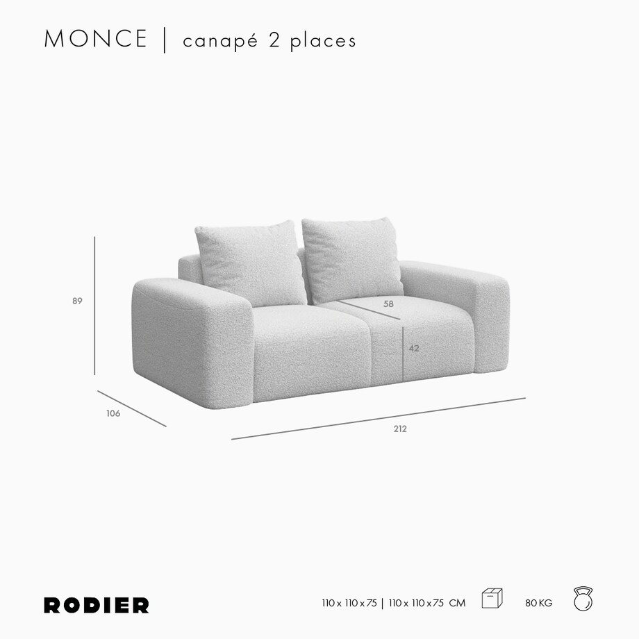 Monce Sofa 2 osobowa jasnoszara
