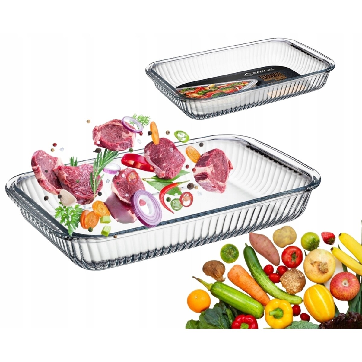 Naczynie żaroodporne 34,5x20,5cm szklane do piekarnika zapiekanka jedzenie