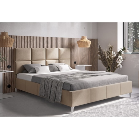 Łóżko tapicerowane 180x200 LUXO 1 do sypialni - beżowe