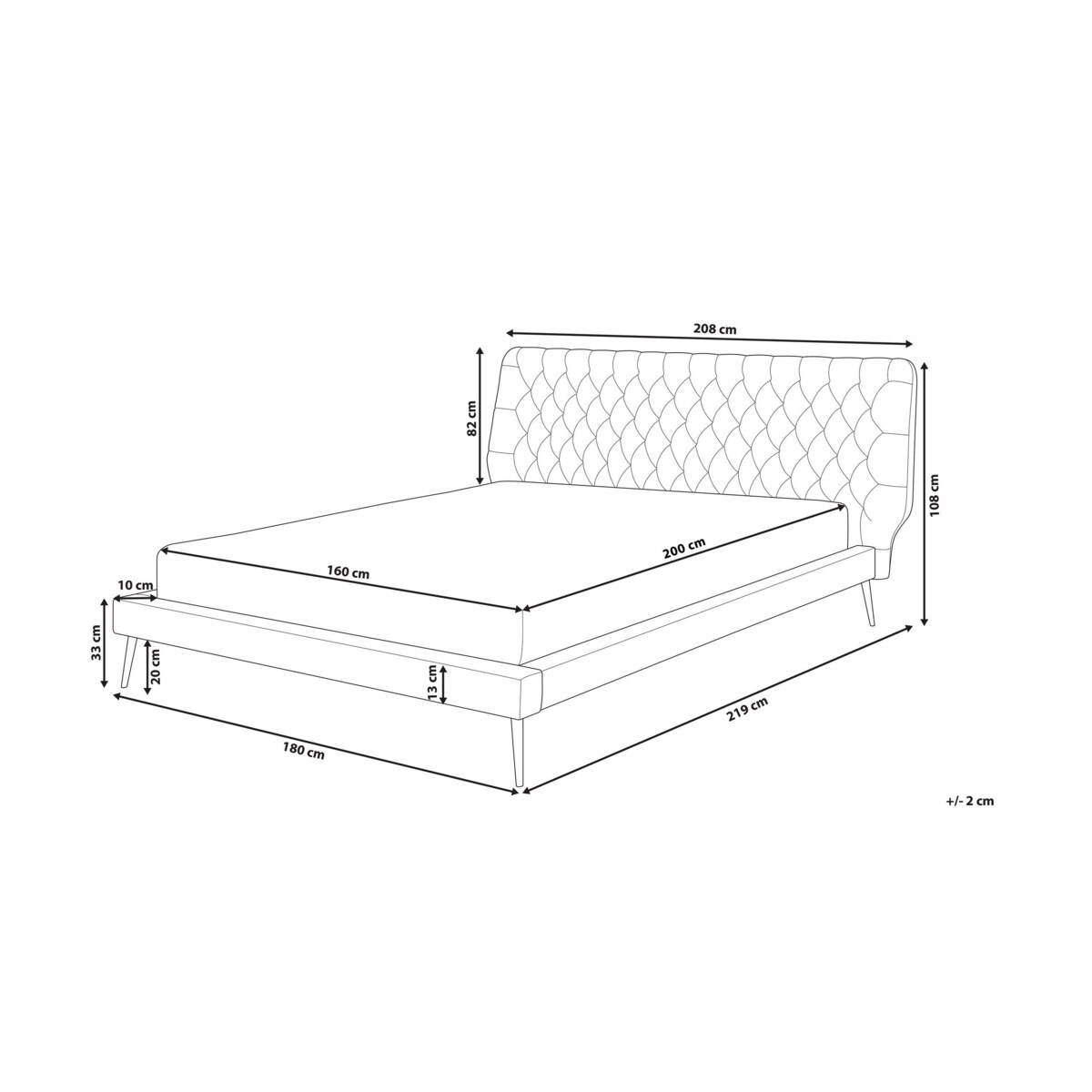 Łóżko ekoskóra 160 x 200 cm szare ESSONNE