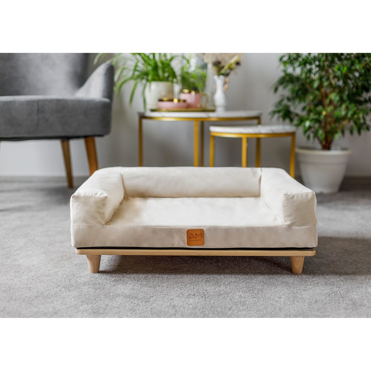 Animood Legowisko sofa Sonya rozmiar: uniwersalny, kolor: beżowy, materiał: welur