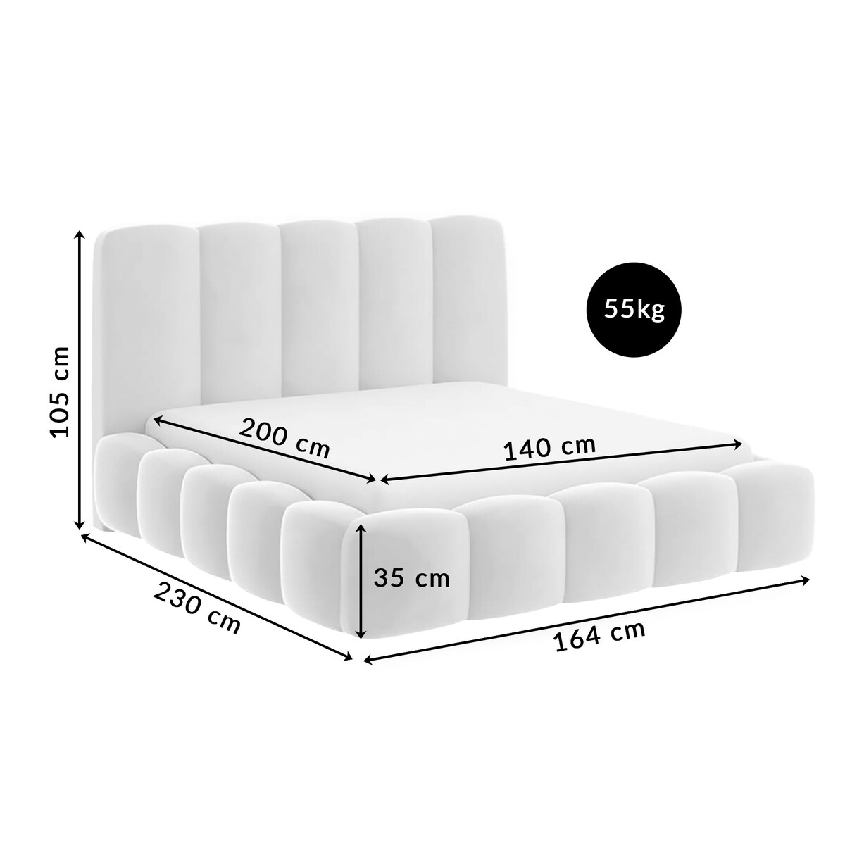 Łóżko Tapicerowane Monarch 140X200 Stelaż Pojemnik Na Pościel Abriamo 2