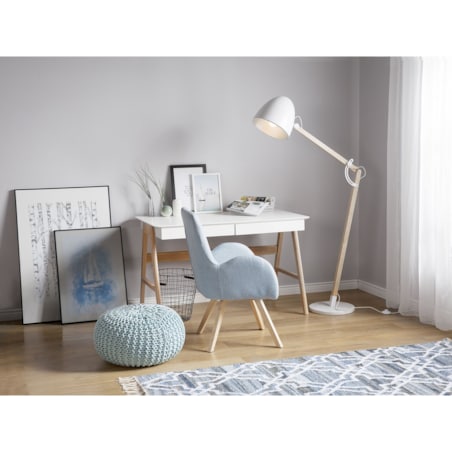 Lampa podłogowa regulowana drewniana biała HETTON