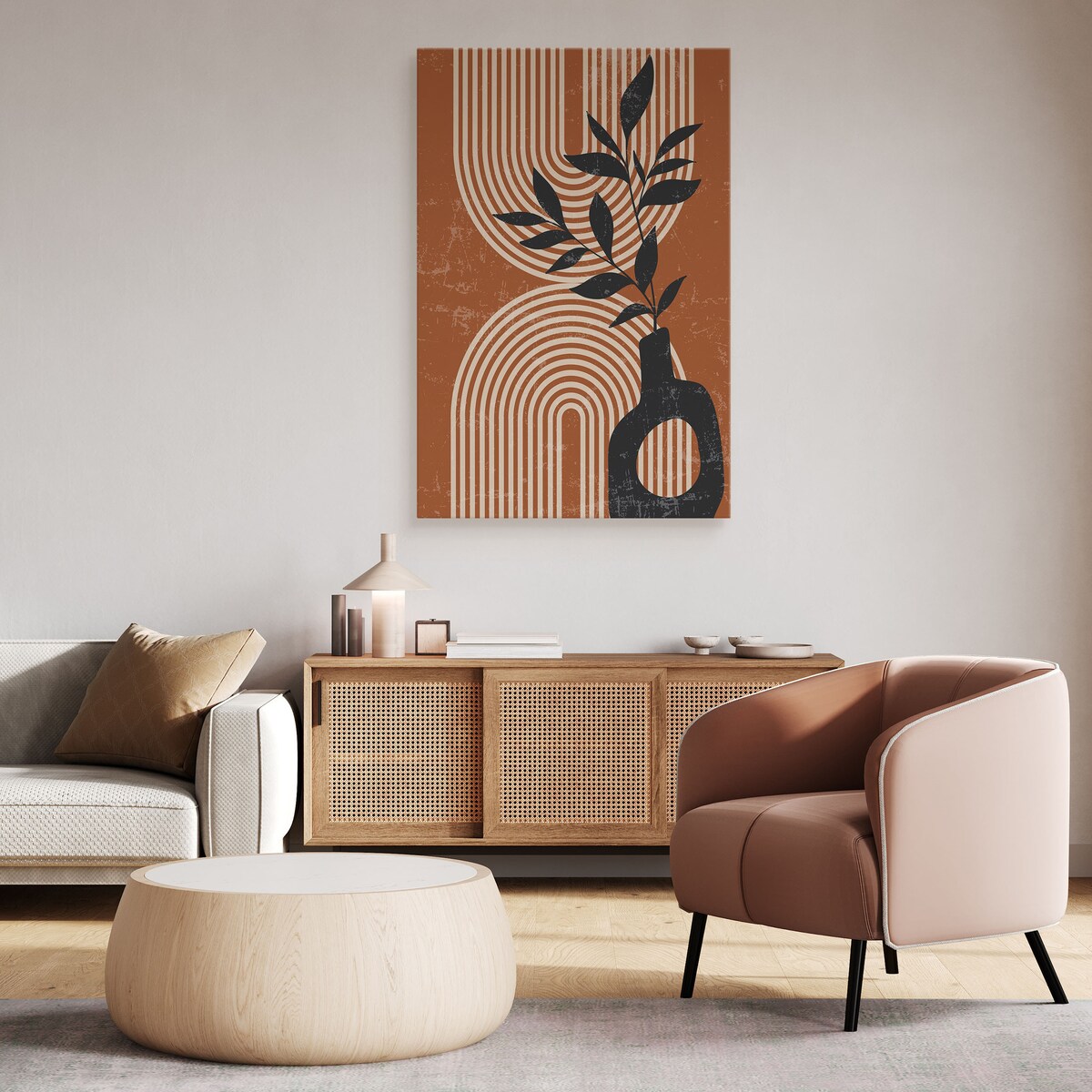 Obraz Gałązka Oliwna Boho Styl Bordo 80x120cm