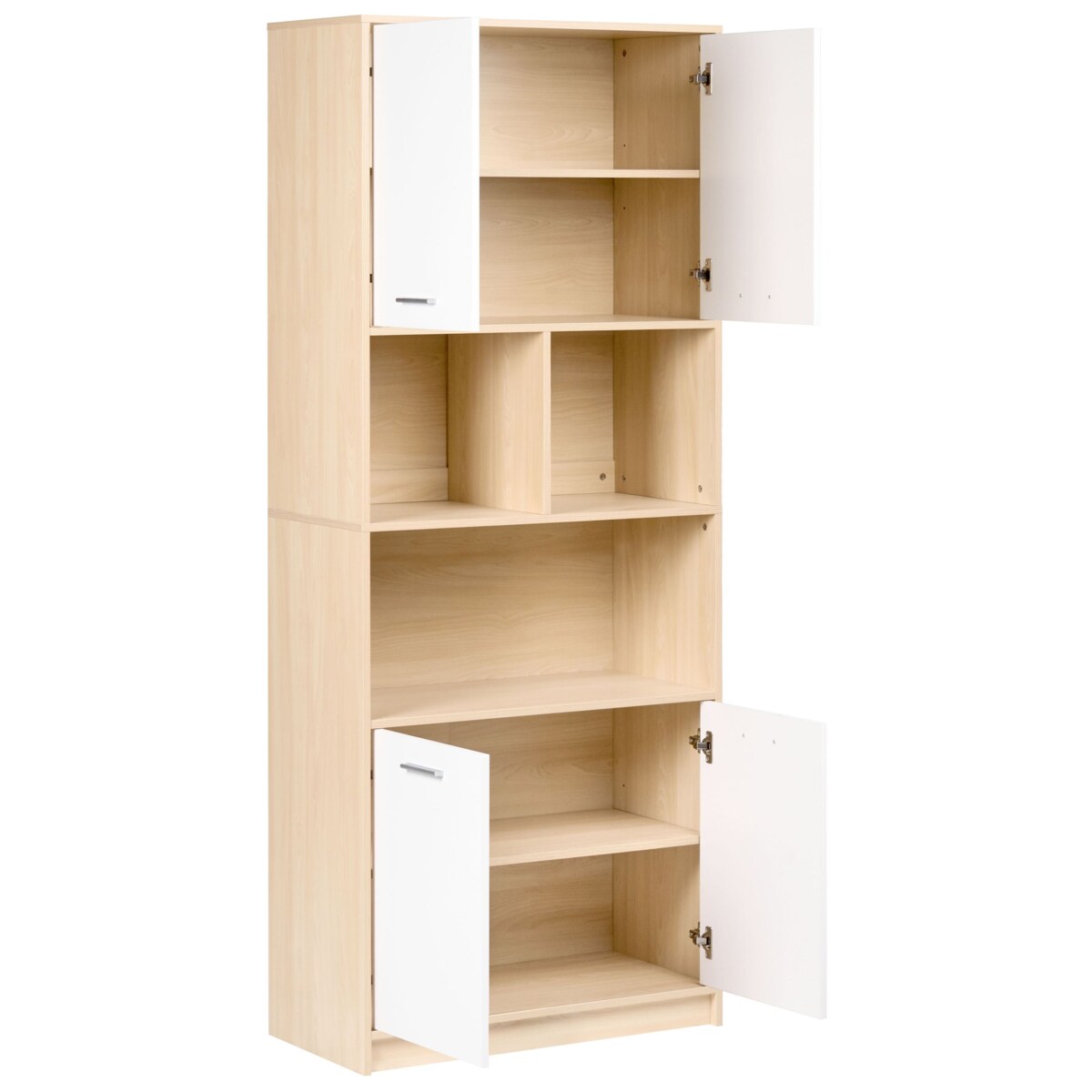 Regał 4-drzwiowy ZEHNA Jasny brąz/ biały