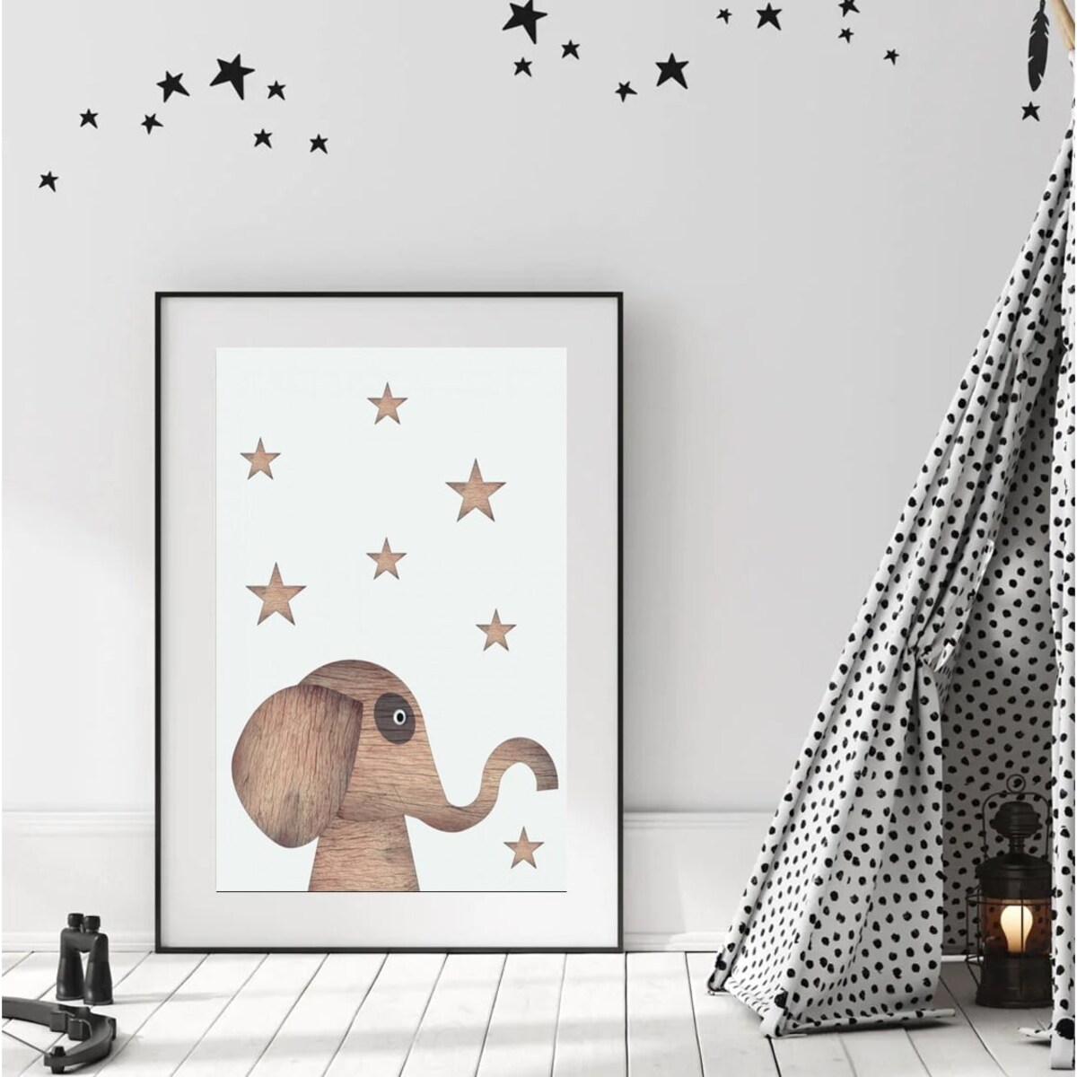 Poster Story, Plakat, Obraz - Drewniany Słonik, wymiary 30 x 42 cm