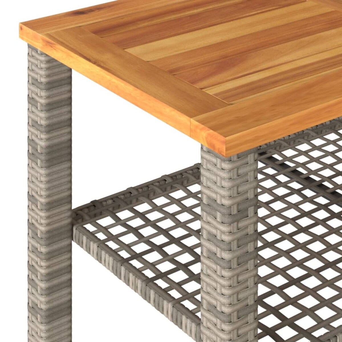 vidaXL Stolik ogrodowy, szary, 70x38x42 cm, polirattan i akacja