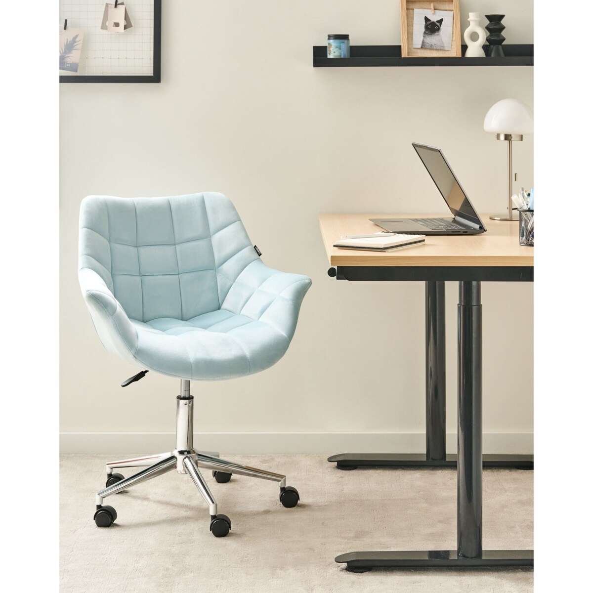 Krzesło obrotowe LABELLE Welur Błękitny