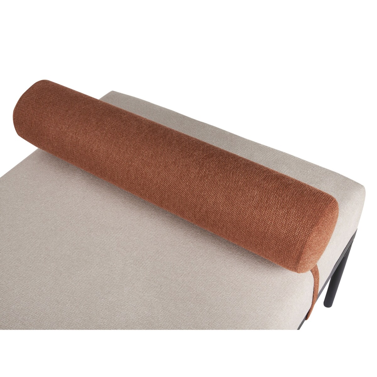 Szezlong len syntetyczny beżowo-złoto brązowy MALMOS