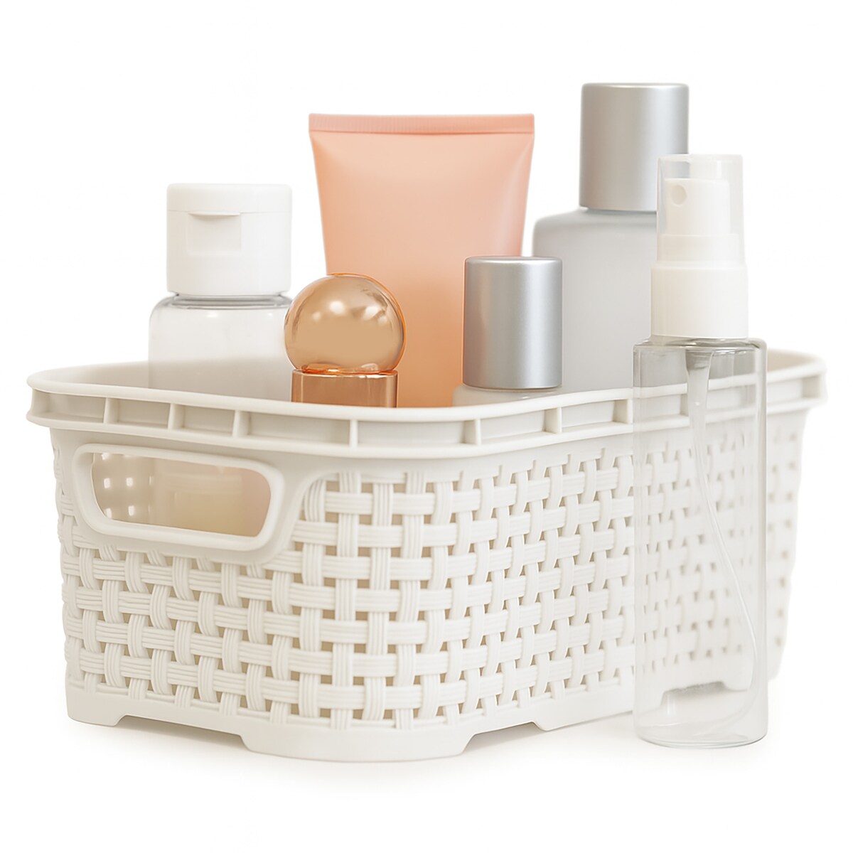 Koszyk Ratanowy Plastikowy 1 L Na Kosmetyki Do Łazienki Pudełko Pojemnik Rattanowy Biały