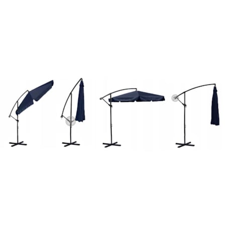 Parasol ogrodowy składany z wysięgnikiem 8 segmentów ø350cm granatowy Plonos
