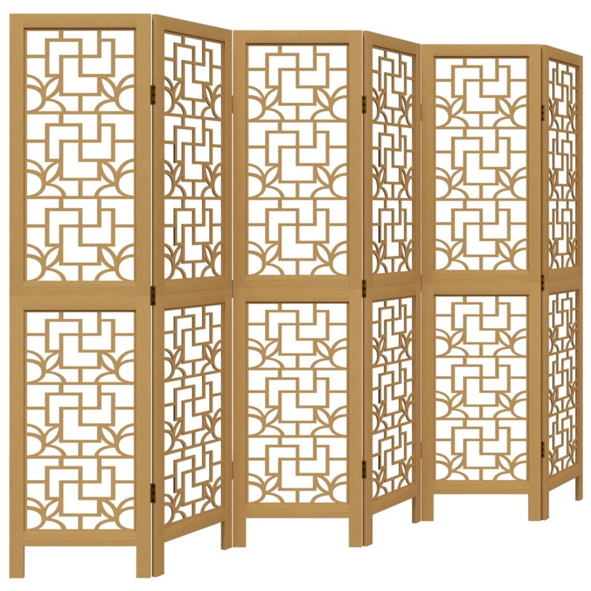 vidaXL Parawan pokojowy, 6-panelowy, brązowy, lite drewno paulowni