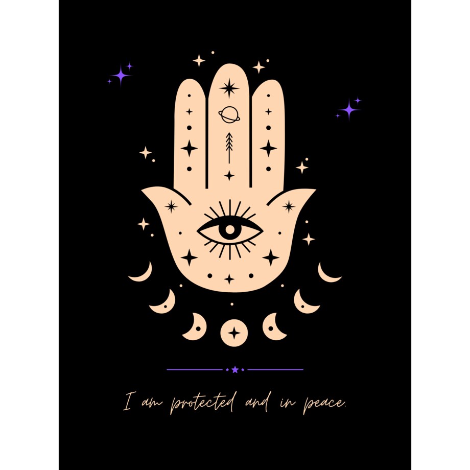 Plakat joga - HAMSA PROTECTION