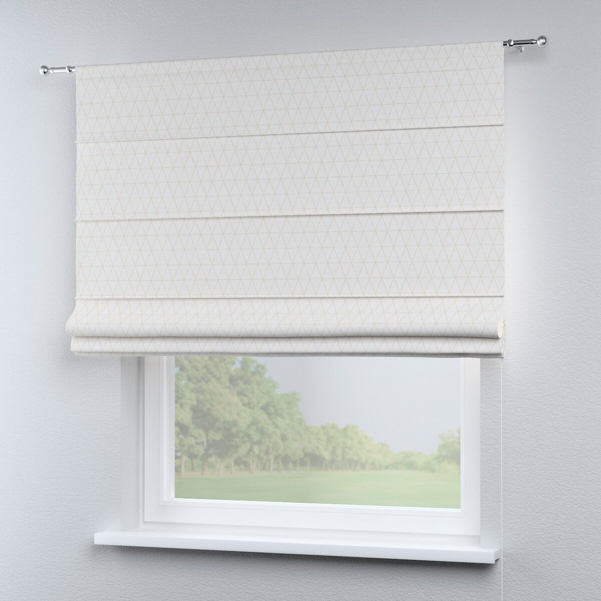 Roleta rzymska Torino, beżowe trójkąty na kremowo-białym tle, Sunny