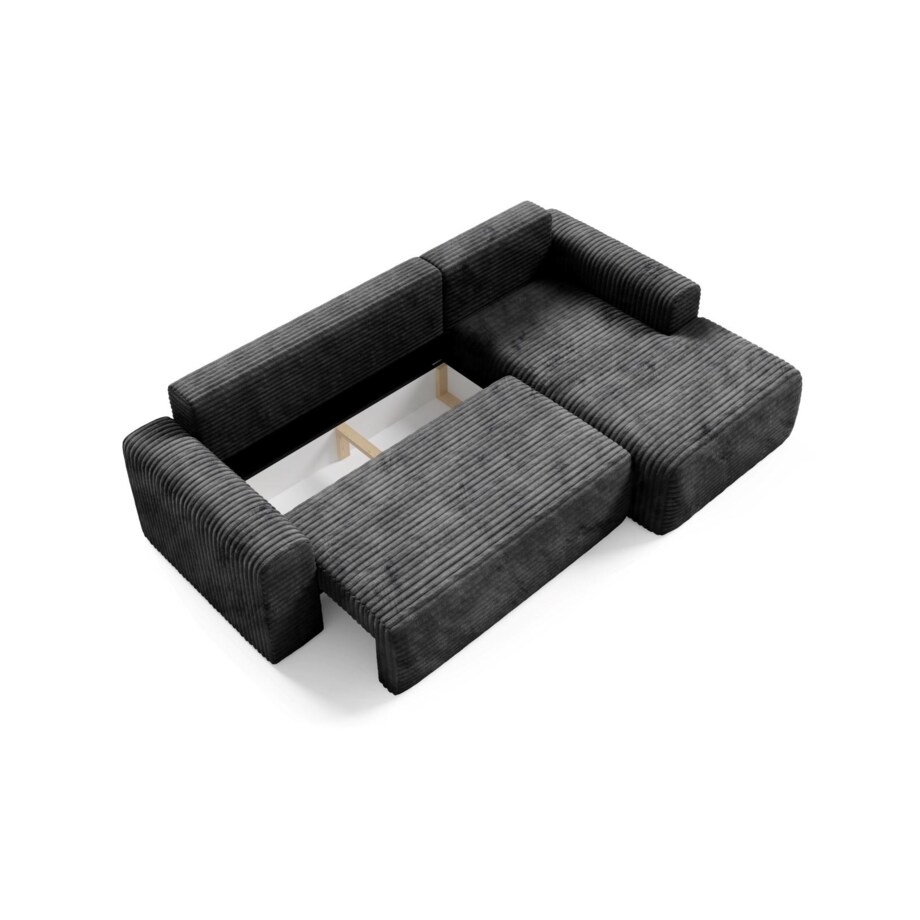 Narożnik SONTII z funkcją spania gruby sztruks Kolor: TILIA 100