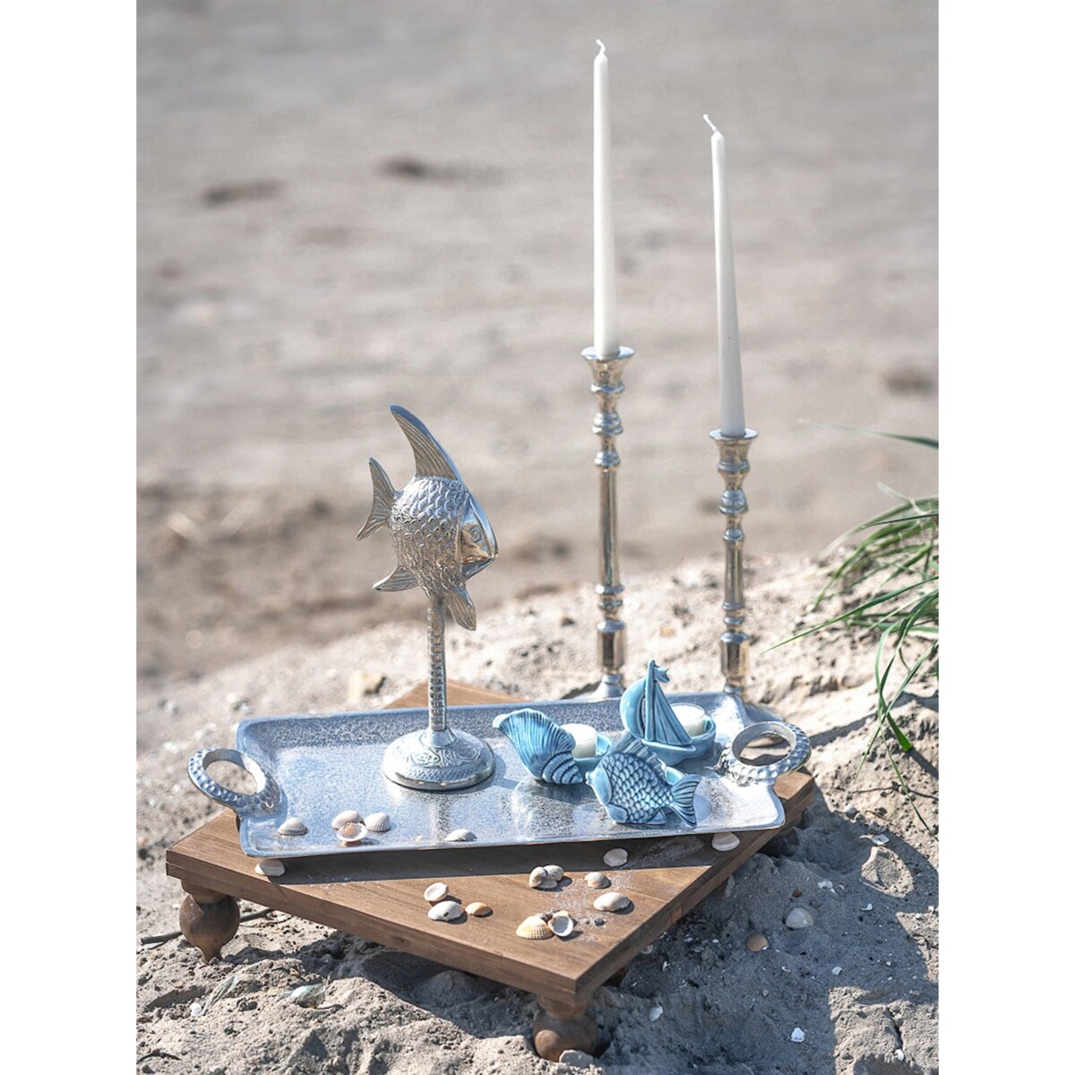 ŚWIECZNIK CERAMICZNY NA TEALIGHT STÓŁ MAŁY MARYNISTYKA RYBA DEKORACJA 10cm