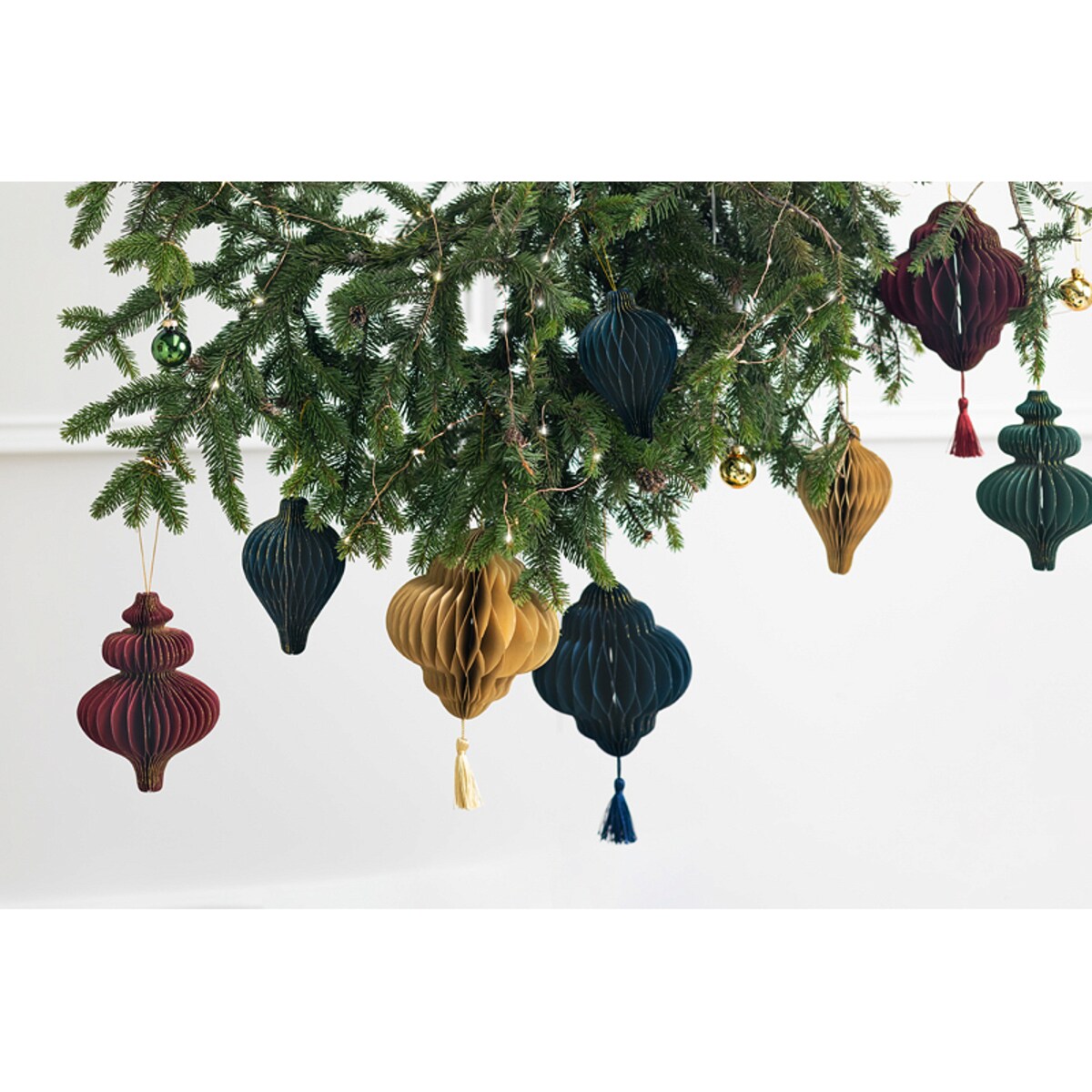 Bombka papierowa honeycomb Kropelka, beż, 8x12 cm