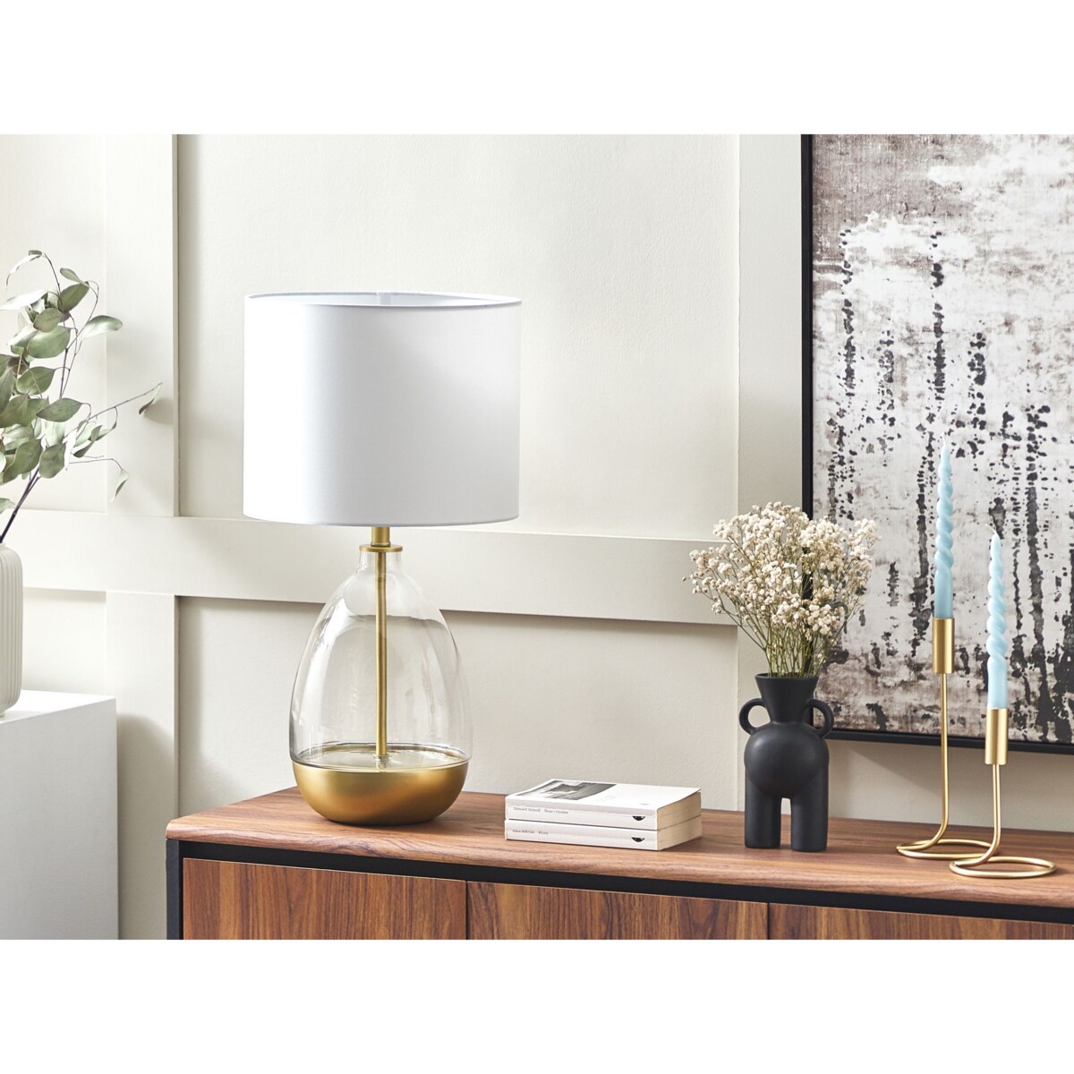 Lampa stołowa OKARI Szkło Biały