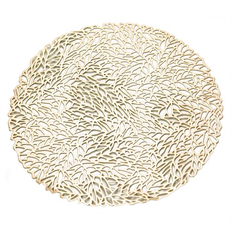 Podkładka Ażurowa Na Stół Mata Stołowa Pod Talerz Ozdoba 38 Cm Pvc Złota