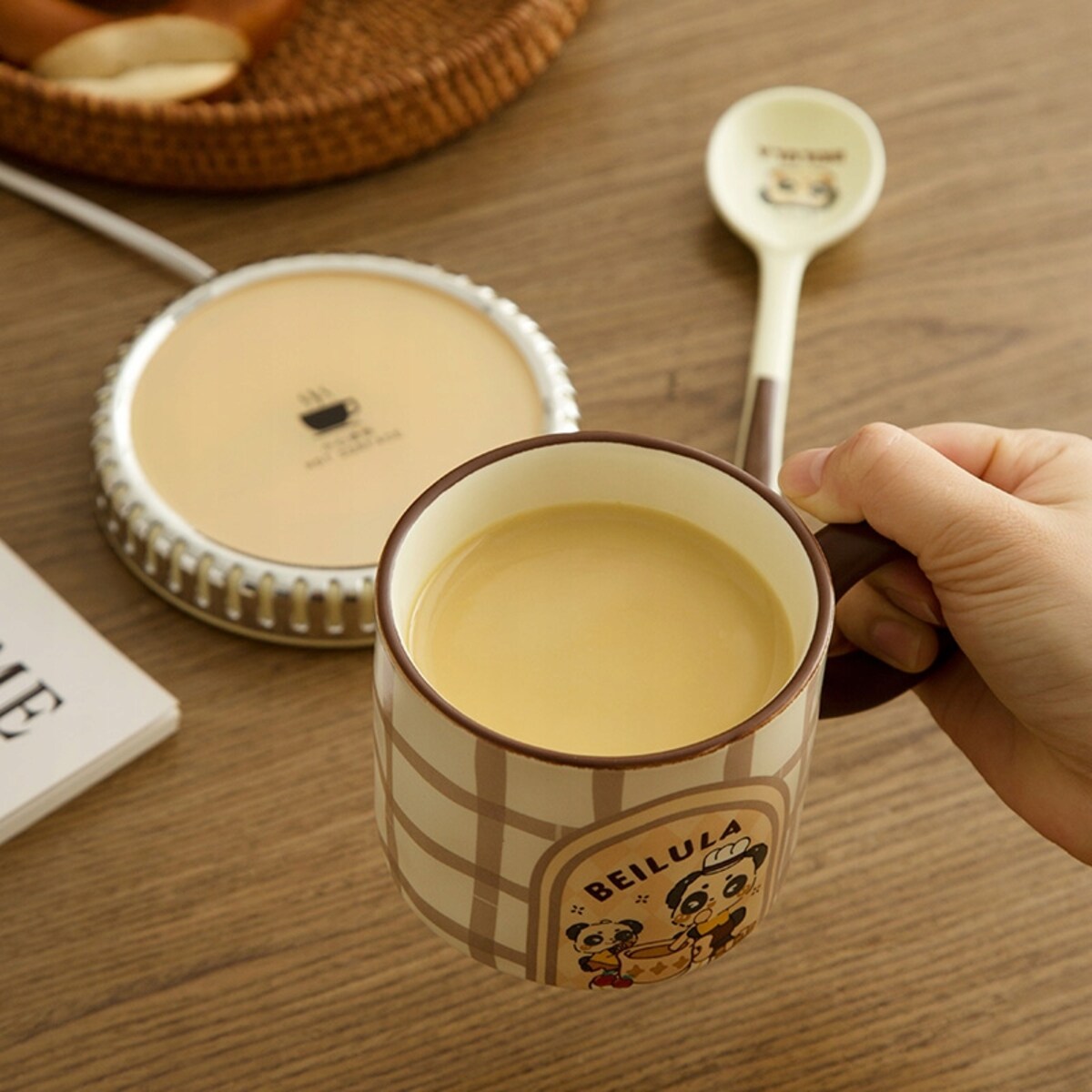 ZESTAW KUBEK Z PODGRZEWACZEM + Łyżka + Kabel USB PREZENT KUBEK ŚWIĄTECZNY