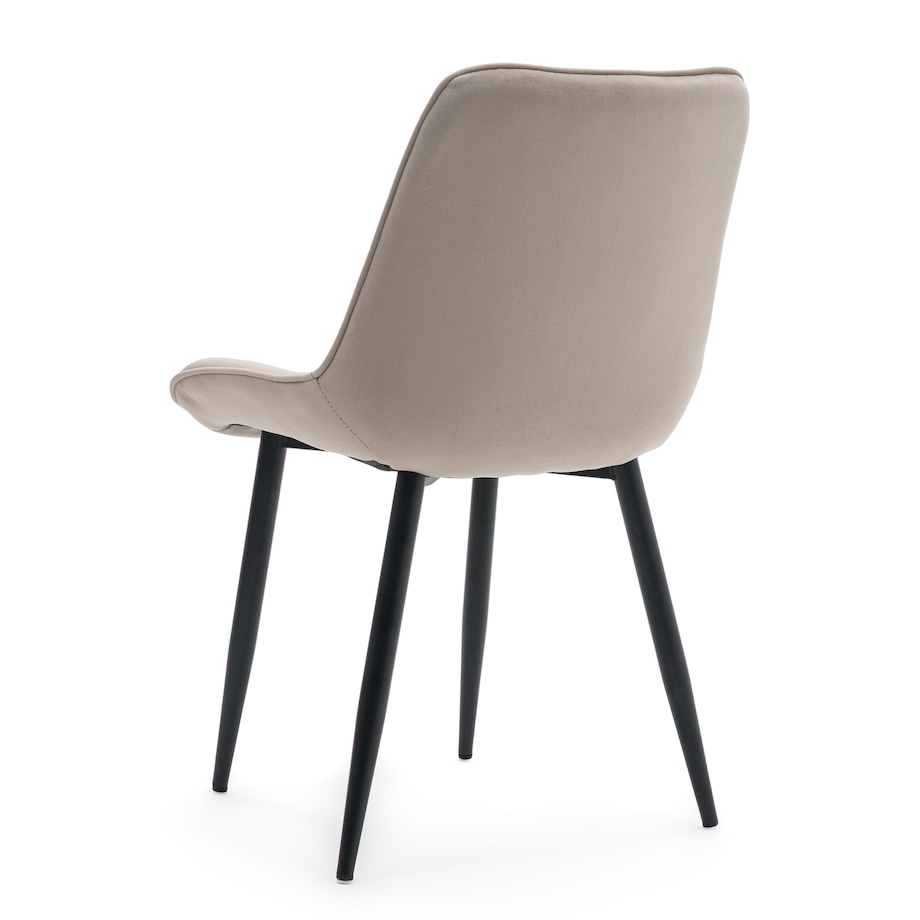 Krzesło beżowe welurowe ELVA na czarnych nogach do salonu jadalni