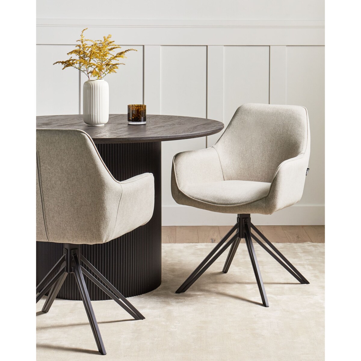 Zestaw 2 krzeseł JODAR Tkanina Beżowoszary