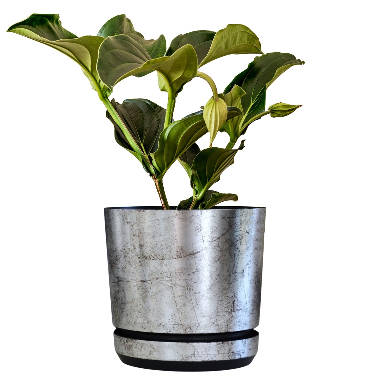 26 cm wzór STARE SREBRO Doniczka z podstawką klasyczna elegancka efekt kamienia skały