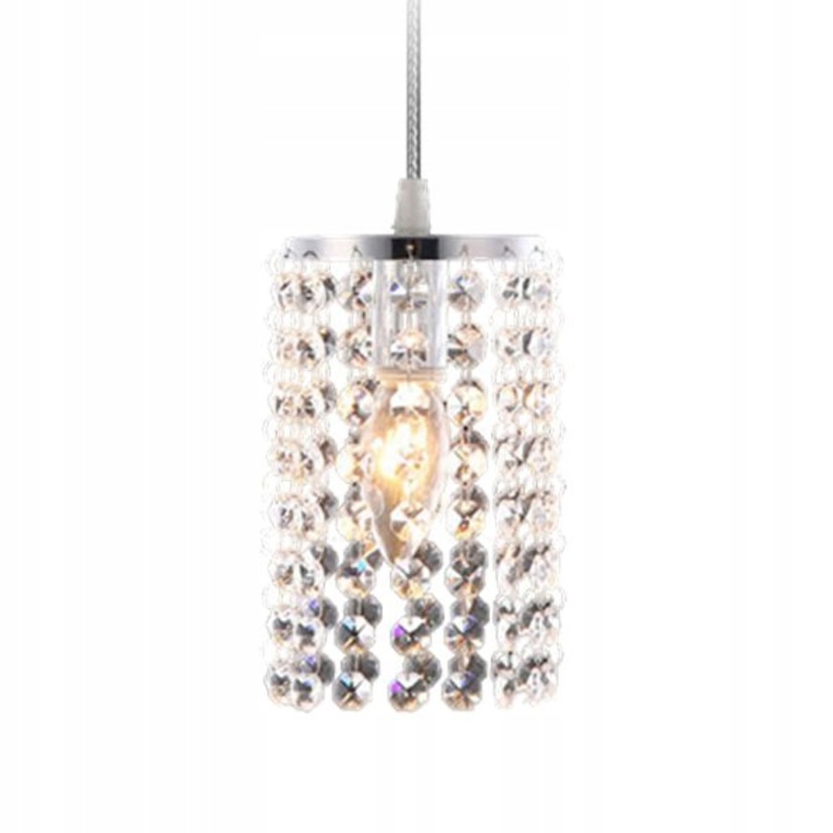 Lampa Sufitowa Wisząca Kryształy Glamour Srebro