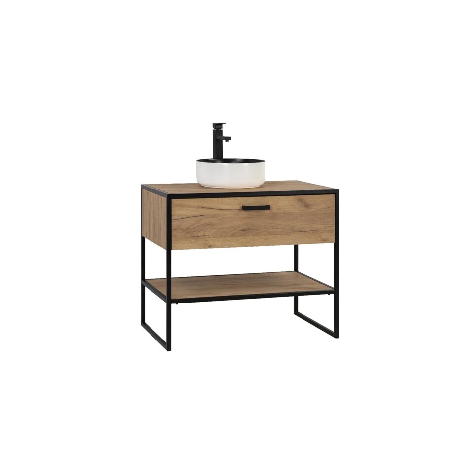 Szafka pod umywalkę BROOKLIN 827 90 cm dąb craft złoty