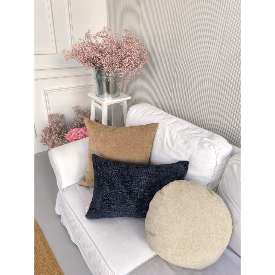 Beżowo granatowy zestaw trzech poduszek dekoracyjnych - Heaven Ronda Cyntia