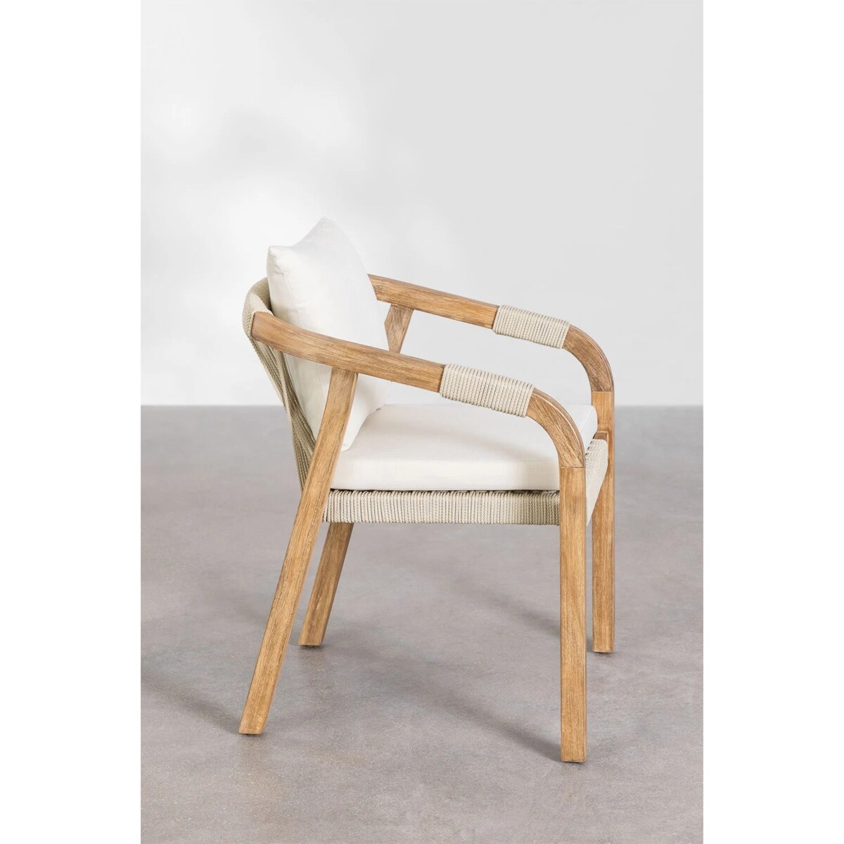 Zestaw ogrodowy: okrągły stół i 6 krzeseł z drewna akacjowego Dubai ecru