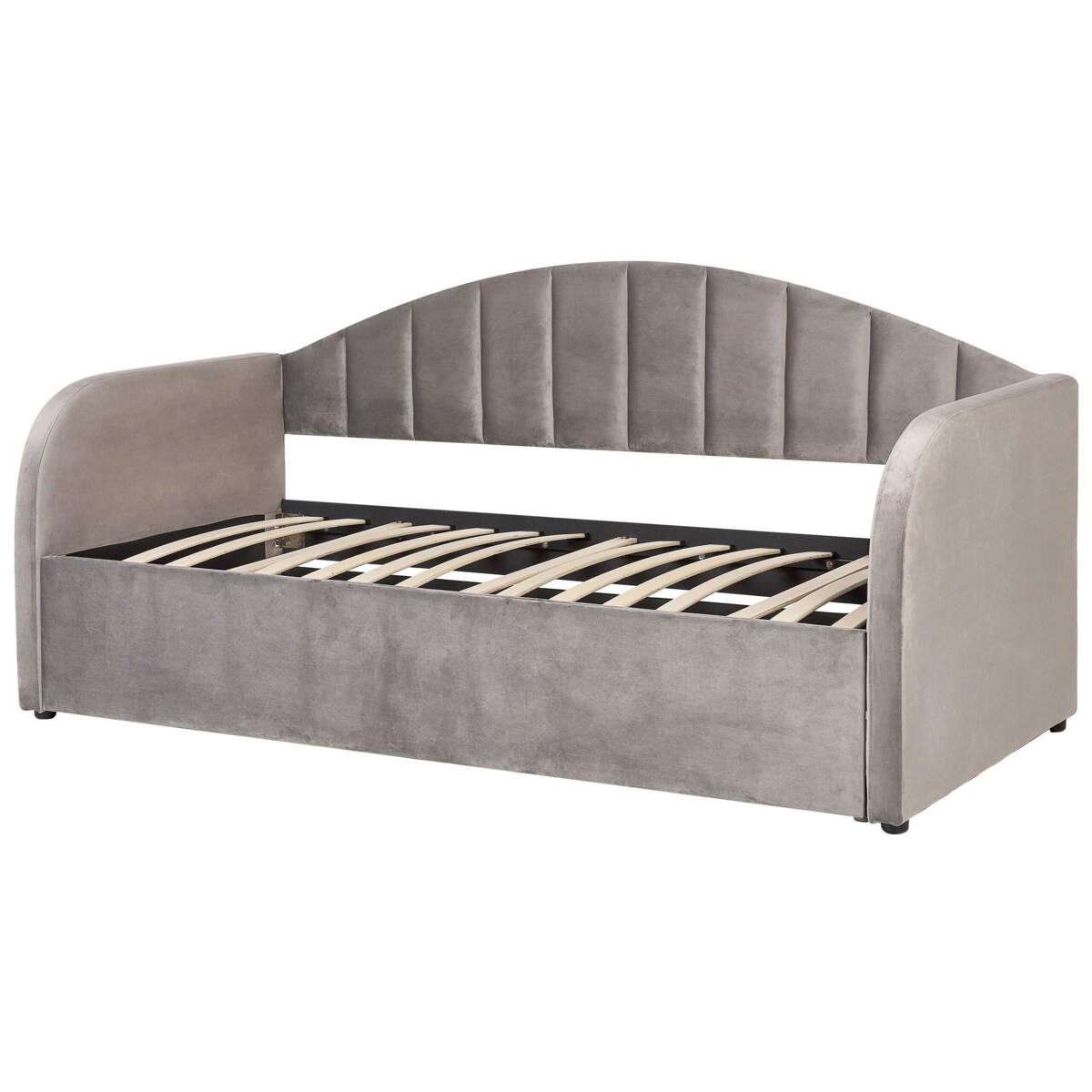 Łóżko wysuwane welurowe 90 x 200 cm szare EYBURIE