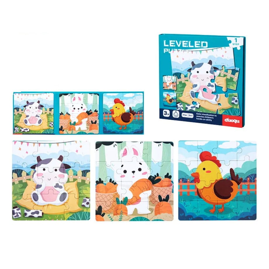 Puzzle magnetyczne - Poziom 1 - Krówka, Zajączek, Kurka