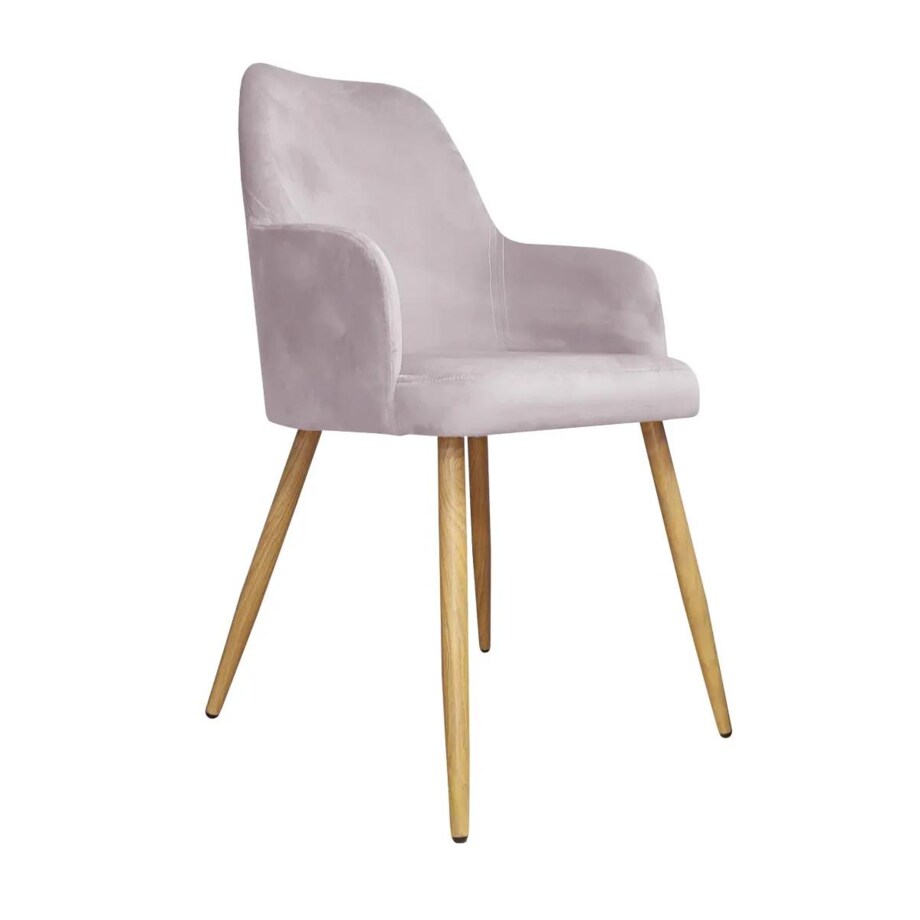 Krzesło WEZERA VELVET jasno różowe/dąb