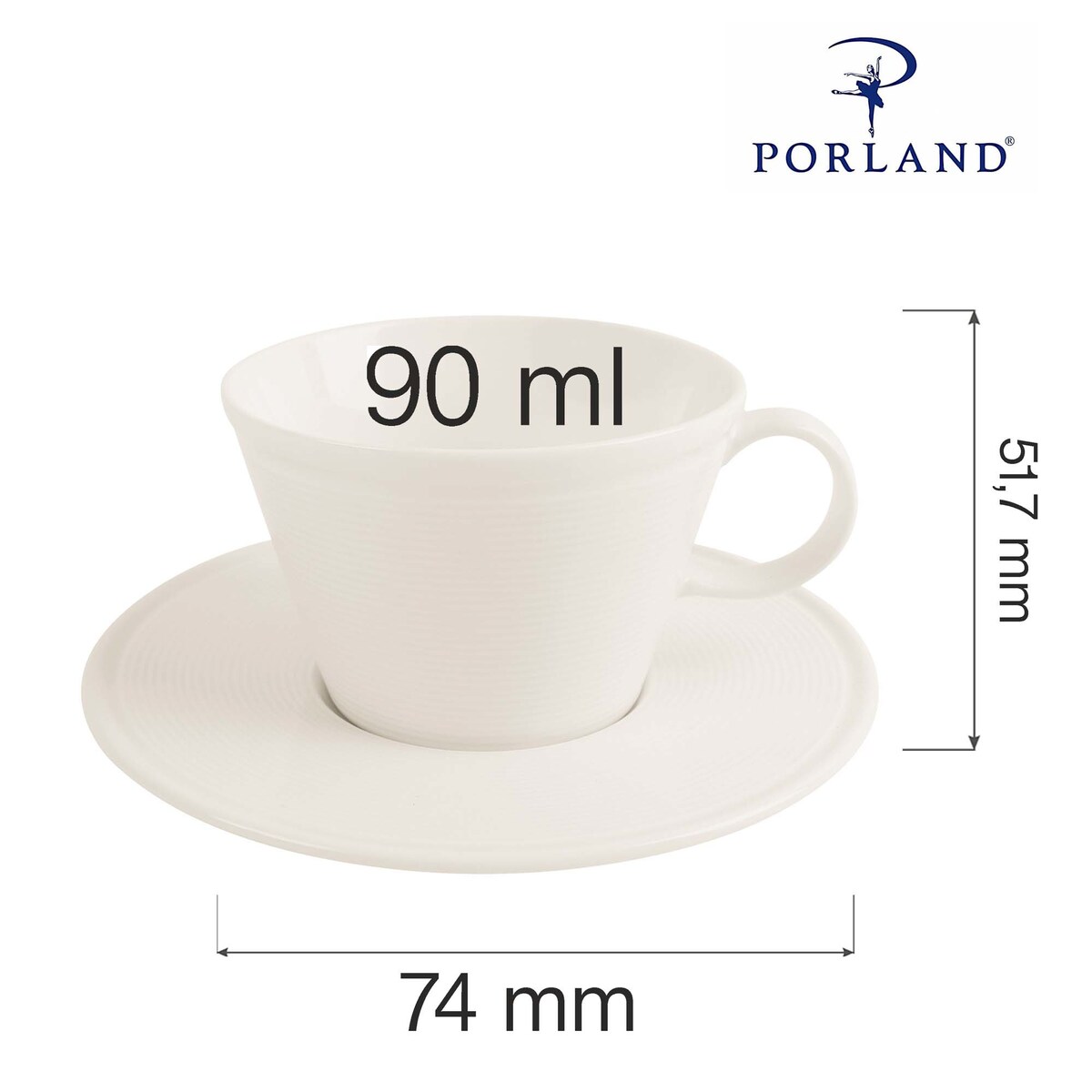 Elegancka filiżanka do espresso Porland Line 90 ml kremowa